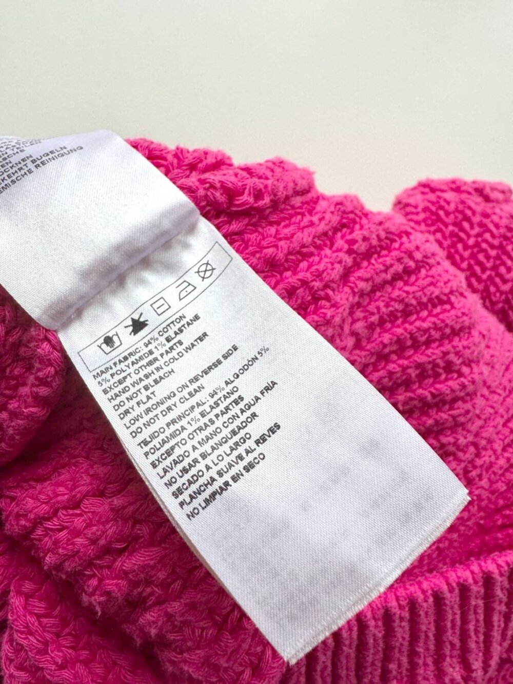 BA&SH Dabney Fuchsia Pink Cotton Knit Ribbed Puff Sleeve Sweater, Size L - Picture 16 of 16